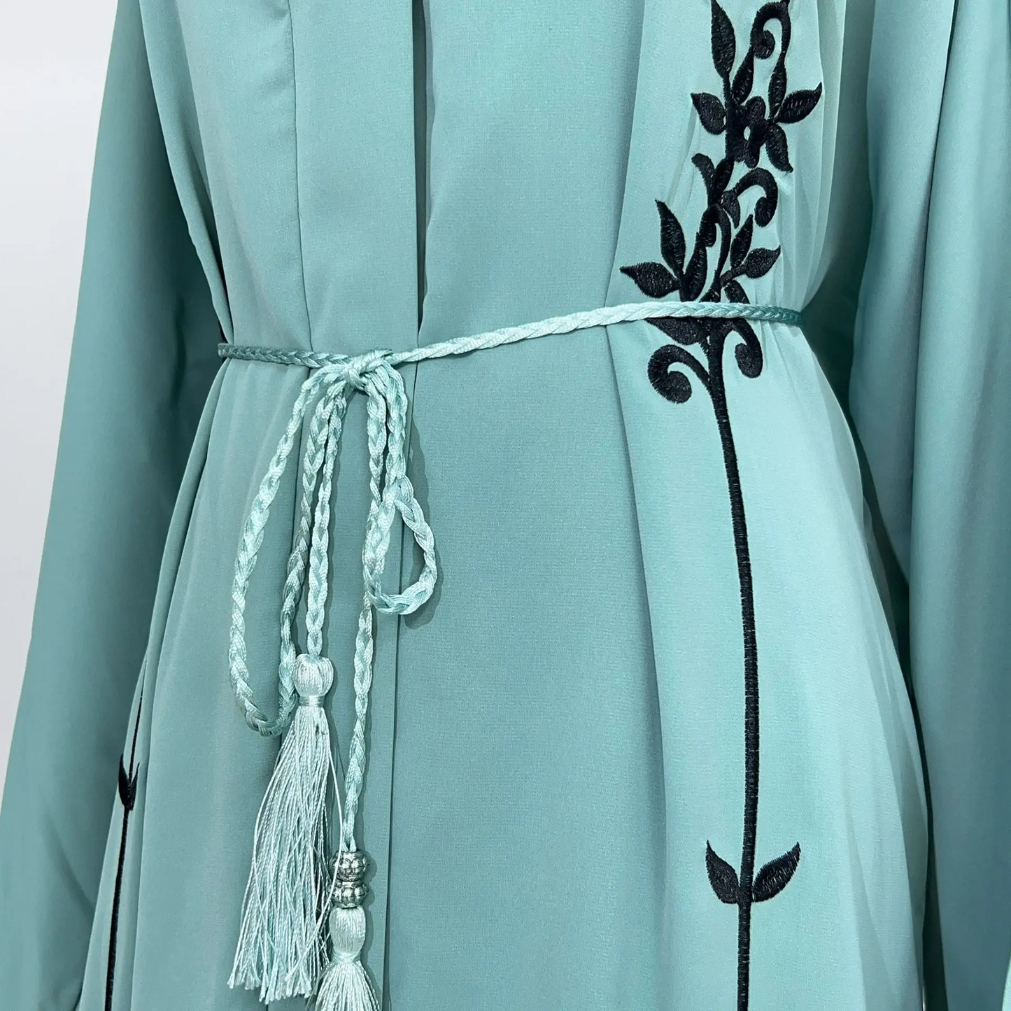 Open Abayas Black Embroidery Muslim Woman Kimono Cardigans Islamic Clothing Arabic Dress Kaftan Ramadan Dubai Turkish Outfits