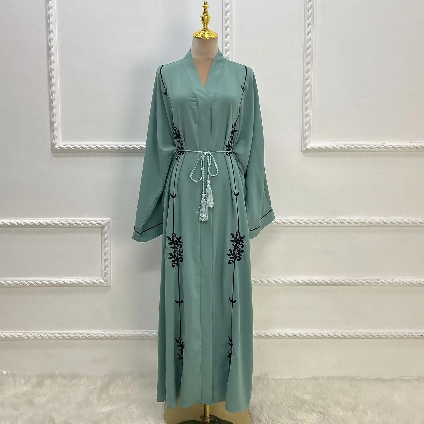 Open Abayas Black Embroidery Muslim Woman Kimono Cardigans Islamic Clothing Arabic Dress Kaftan Ramadan Dubai Turkish Outfits