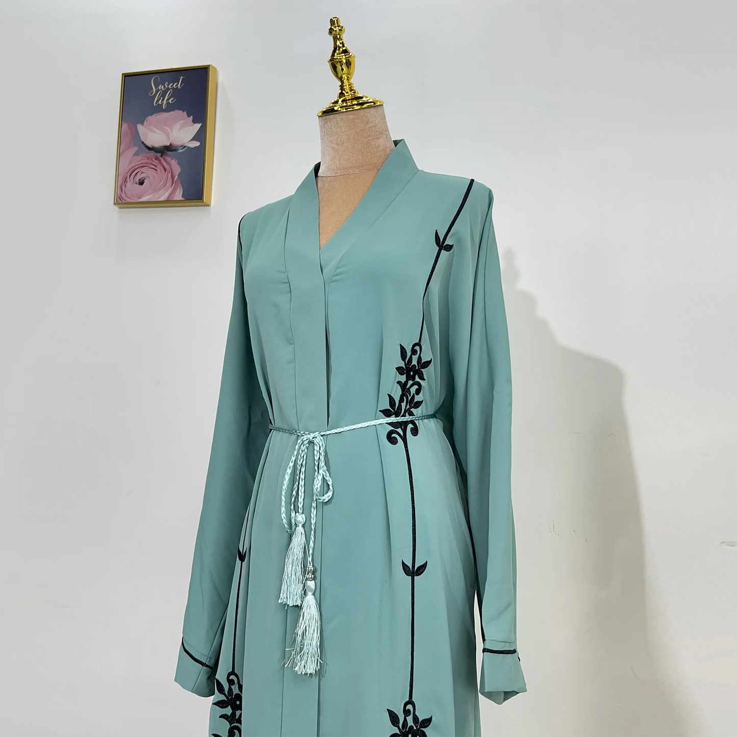Open Abayas Black Embroidery Muslim Woman Kimono Cardigans Islamic Clothing Arabic Dress Kaftan Ramadan Dubai Turkish Outfits