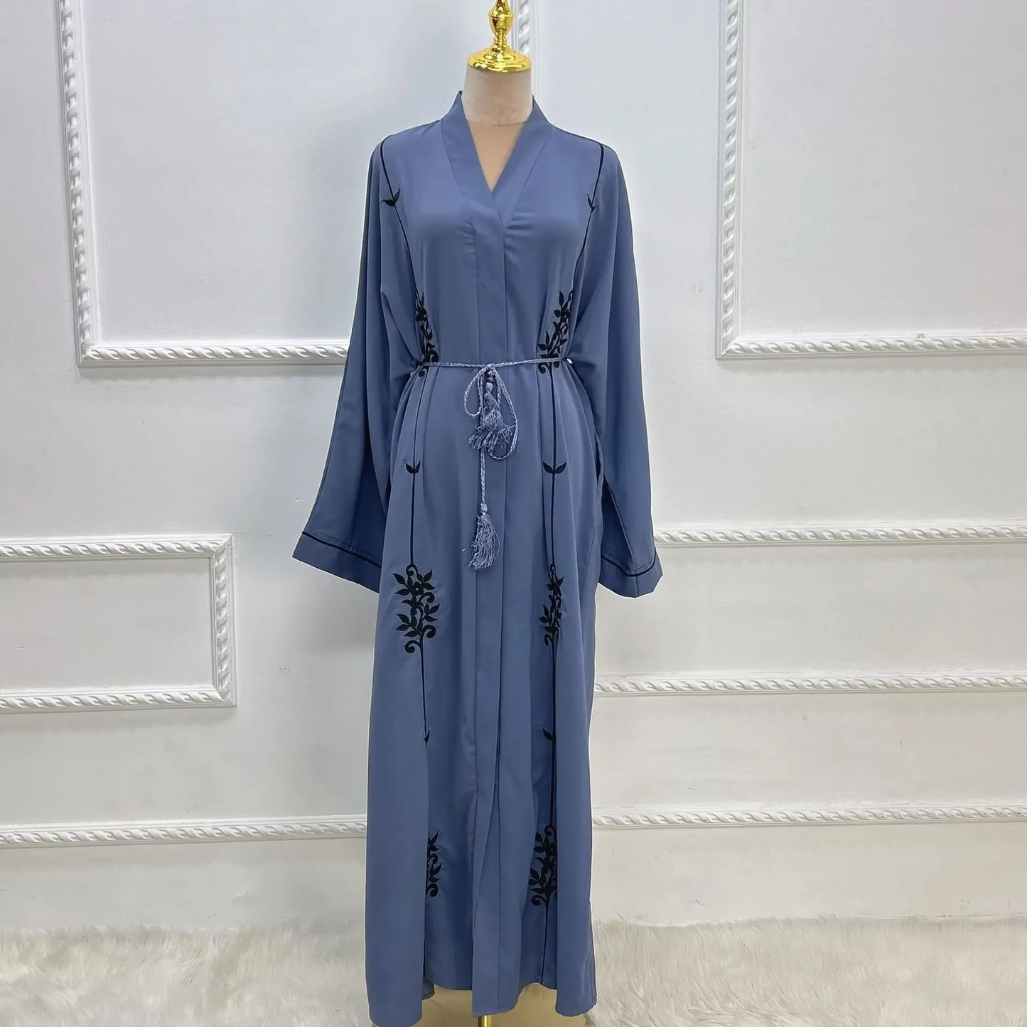 Open Abayas Black Embroidery Muslim Woman Kimono Cardigans Islamic Clothing Arabic Dress Kaftan Ramadan Dubai Turkish Outfits