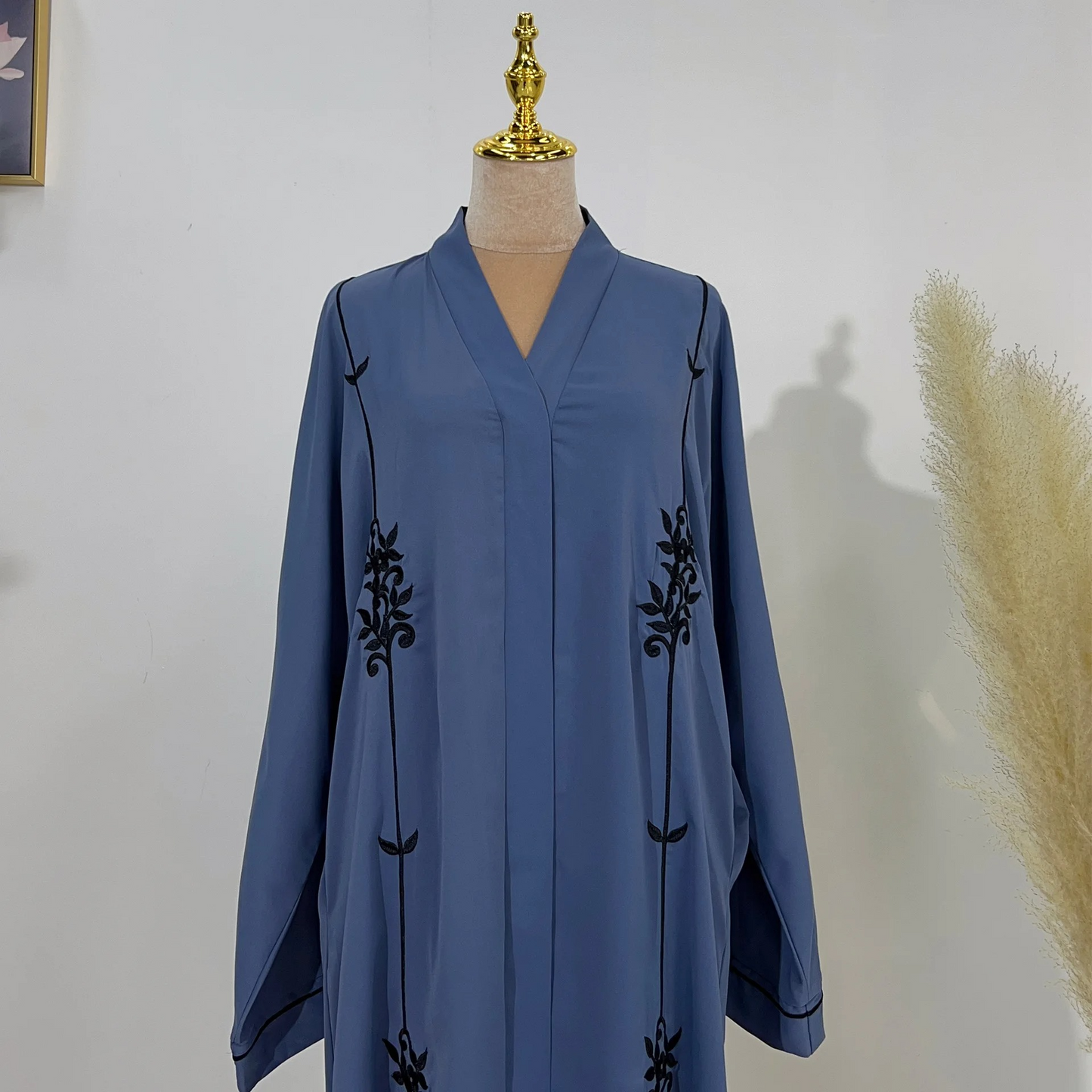 Open Abayas Black Embroidery Muslim Woman Kimono Cardigans Islamic Clothing Arabic Dress Kaftan Ramadan Dubai Turkish Outfits
