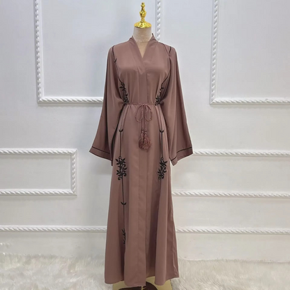 Open Abayas Black Embroidery Muslim Woman Kimono Cardigans Islamic Clothing Arabic Dress Kaftan Ramadan Dubai Turkish Outfits