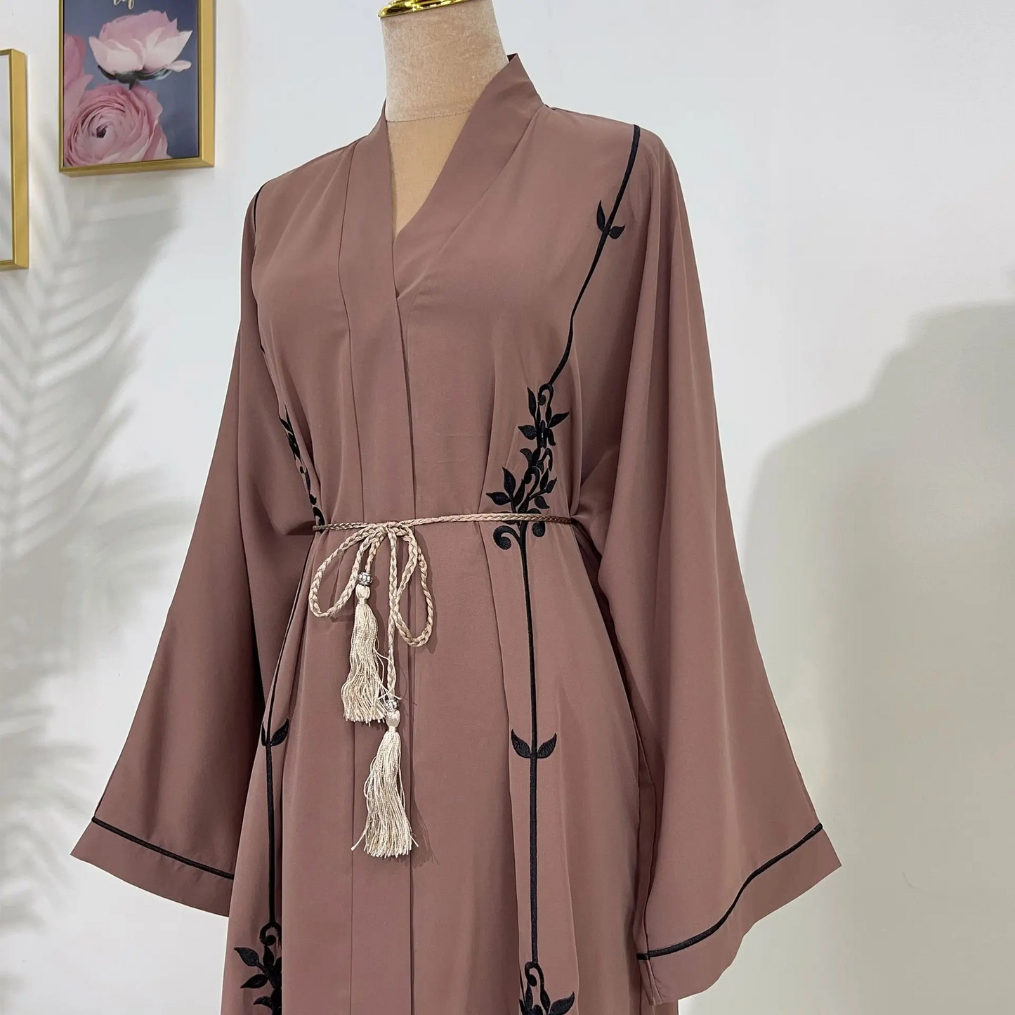 Open Abayas Black Embroidery Muslim Woman Kimono Cardigans Islamic Clothing Arabic Dress Kaftan Ramadan Dubai Turkish Outfits